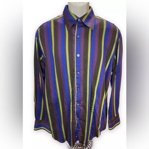 Robert Graham Shirt Mens Size Large Button Striped